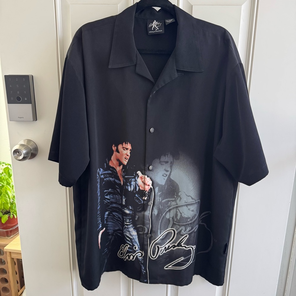 Elvis Dragonfly Vintage 90s Men’s Shirt Black XL Image on Front&Back